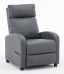 Requena Recliner Armchair PU Leather Sofa Lounge Seating Adjustable Leg Rest and Reclining Functions for Living Room HQ-8256 Grey