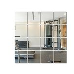 Wall Mirror Full Length (Glass, 8''x8''x 16PCS), Full Body Mirror Tiles for Door, Bedroom, Home Gym