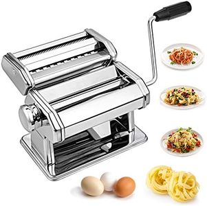 Devo Pasta Maker Machine Stainless Steel Manual Pasta Roller with 7 Adjustable Thickness Settings Noodles Cutter for Spaghetti, Fettuccini, Lasagna