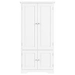 FOREHILL Tall Storage Cabinet Kitchen Cupboard Sideboard Pantry Cupboard with 4 Doors Adjustable Shelves White 58.2x31.5x123cm