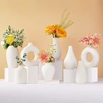 Ceramic Bud Vase Set of 8, Small Ceramic Vase for Flowers, White Ceramic Mini Bud Vase in Bulk for Centerpieces, Rustic White Ceramic Vase Set for Flowers, Dried Flowers, Room Décor, Wedding Party