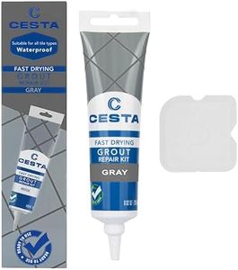 CESTA Tile Grout Repair Kit Grey - Fast Drying Premixed Grout Filler for Bathroom, Kitchen & Floor - Restore & Renew Tile Joints Line - Squeeze Tube with Applicator - Fills Cracks and Gaps (8.8 oz)