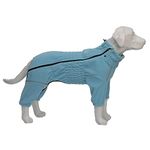 Warm Dog Coat, Windproof Dog Jacket for Small Medium Large Dogs, 4 Legged Fleece Dog Winter Coat Zippered Closure Dog Outdoor Jacket Turquoise M