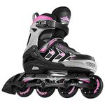 Hikole Adjustable Inline Skates for Adults and Teenagers, Safe Outdoor Roller Skates for Women Men Girls Boys (A-Red Black, L(37-40))