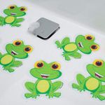 Non Slip Bath Mat Stickers - Modern fun Stylish Alternative to Rubber Suction Mat - Strong Adhesive Textured Stick on Anti Skid safety Treads for Baby Toddler Child - SLIPS AWAY® (5x Finlay Frog)