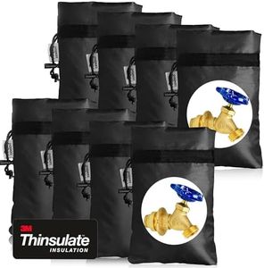 Enlarge Outdoor Faucet Cover for Winter Freeze Protection, 3M Thinsulate, 10"H x 6.3"W Hose Bib for Wall Taps Outside, Waterproof & Frost Free Insulated Spigot, 8 Pcs Faucet Socks - Black
