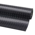 foriy Rubber Garage Floor Mats Round Buckle Rubber Sheet Heavy Duty Commercial Grade Floor Mats Floor Protection Mats Non-Slip Rubber Mats 3.28 x 16.4 Ft, Black