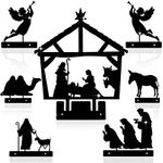 Hotop 6 Pieces Christmas Nativity Metal Set Indoor Scene Rustic Modern Decoration Metal Vintage Christmas Nativity Set for Shelf Table Window Craftwork Yard Home Wall Ornament Display Christmas Party