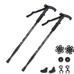 ThreeH 2 Pack Trekking Poles T-Handle Walking Cane Walking Sticks Aluminum Alloy Lightweight Hiking Poles for Travel Climbing Outdoor Trekking Black