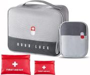 Portable First Aid Kit Empty, Camping First Aid Bag, Medicine Tools Travel Storage Bag, Suitable For Home Outdoor Hiking Camping Car Office Workplace (Two-color)