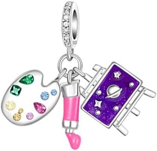 BIZK Art Set Sterling Silver Charms Dangle Pendants Beads for Bracelets and Necklaces for Women Friend and Mother