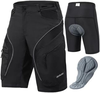 Oumurs Men's Mountain Bike Shorts Padded Detachable Liner MTB Cycling Shorts with Zipper Pockets Adjustable Waist Quick Dry Breathable for Mountain/Road Cycling Hiking Fishing Black M