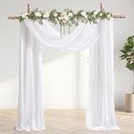 30" x 20Ft Wedding Arch Draping Fabric, 2 Panels White Sheer Curtain Drapes Extra Wide & Long Backdrop Curtains for Wedding Arch Ceremony Birthday Party Decorations