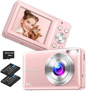 Digital Camera,Nsoela Vlogging Camera with 32GB Memory Card FHD 1080P 44MP Compact Camera with 16X Digital Zoom, Portable Mini Camera for Teens,Kids,Beginners (Pink+32G Card)