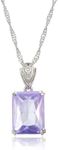 RIZILIA ICON Birthstone Necklace for Women - Rectangular Radiant Cut CZ Solitaire Pendant in June Purple Alexandrite - 18K White Gold Plated, 18"+2" Chain - Gift Boxed for Her, Mother Birthday