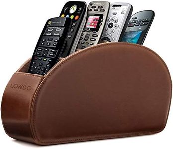 Londo Remote Control Holder with 5 Pockets - Store DVD, Blu-Ray, TV, Roku or Apple TV Remotes - PU Leather with Suede Lining - Slim, Compact Living or Bedroom Storage