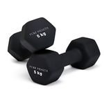 Neoprene Dumbbell Hand Weights Pair Home Exercise for Women Men Arm Pilates Dumbbells in 1kg 1.5kg 2kg 3kg 4kg 5kg 8kg 10kg Set (5kg, Pair) Black