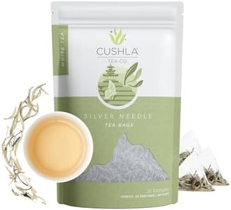 Premium White Silver Needle Tea Bags - Bai Hao Yinzhen Tea Triangles - Chinese Silver Tip White Tea - Low Caffeine Level