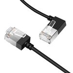 Dutevolns Cat 6a Ethernet LAN Cable 90 Degree Left Right Angle UTP Cat 6a Gigabit Rj45 Ethernet Cable for Mac,Pc,Router,Moden.Printer.Xbox.Ps4.Ps3 Black 1.6Feet