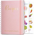 JUBTIC Recipe Book to Write in Your Own Recipes,Sprial Hardcover Personal Blank Recipe Book, Make Your Own Family Cookbook with Gold Foil Stickers, Recipe Journal Hold 120 Recipes - Pink