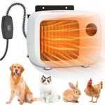 FHTONGE Outdoor Dog House Heater with Thermostat, 200/400W Pet House Heater with 6.6Ft Anti-Bite Cord, Digital Display Dog Kennel Heater Chicken Coop Heater for Outside Dog Rabbit Cat Warm in Winter