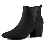 Allegra K Women's Pointed Toe Block Heel Ankle Black Chelsea Boots 8 M US