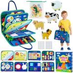 Tilhumt 8 in 1 Toddler Busy Board Book, Montessori Toys for Boy Ages 1-3 Travel Quiet Learning Sensory Toys, Felt Busy Book for Baby Educational Activities Fine Motor Skills