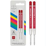 Parker Ballpoint Pen Refill | Medium Tip | Red QUINKflow Ink | 2 Count