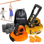 Slackline Kit Slakcline Longer 65ft with Tree Protectors Arm Trainer and Carry Bag,Slack Lines for Backyared for Kids and Adults