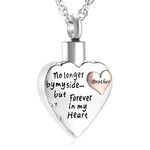 shajwo Cremation Jewelry Heart Urn Necklaces for Ashes for Women Men Memorial Human Keepsake Ashes Pendant，Brother