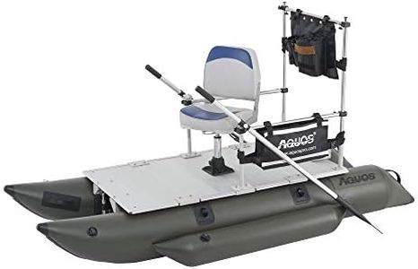 AQUOS Heavy-Duty for One Series 8.8plus ft Inflatable Pontoon Boat with Stainless Steel Guard Bar and Folding Seat for One Person Fishing Aluminum Floor Board (8.8)