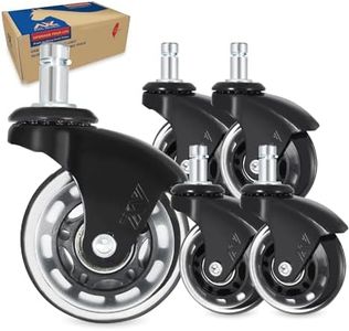 AXL Office Chair Castor Wheels Replacement Rubber Chair Casters for Hardwood Floors, Incredibly Smooth & Quiet Rolling Casters - Set of 5, Fits 98%