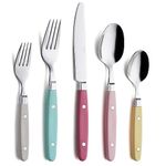 ANNOVA Silverware Set 20 Pieces Stainless Steel Color Handle with Rivet/Retro Flatware (Mix Pastel, 20 Pieces)