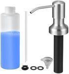 Yofidra Built in Soap Dispenser for Kitchen Sink: Brushed Nickel Stainless Steel Countertop Pump Head with 17 OZ Liquid Bottle, Soap Dispenser Fit for Kitchen Bathroom in Sink Counter