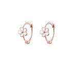 Reffeer Solid 925 Sterling Silver Flower Hoop Earrings Huggie for Women Daisy Hoop Earrings Cartilage Helix Earrings (C-Rose Gold)