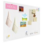 Large Bulletin Board - 48 x 36 Inches | Large Felt pin Boards for Decorating Walls | Foldable Photo Display with Sticky Tape and 30 Push Pins | Pin Board for Office,School and Home | White