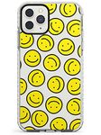 Happy Face Clear Pattern Impact Phone Case for iPhone 12 | 12 Pro TPU Protective Light Strong Cover with Emoticon Faces Pattern Quirky Bright