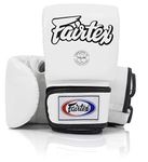 Fairtex TGO3 Muay Thai Boxing Gloves for Men, Women, Kids | Special Open Thumb Design | MMA Gloves| Premium Quality, Light Weight & Shock Absorbent Boxing Gloves (White/Large)