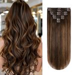 Yilite Clip in Hair Extensions Real Human Hair Extensions Clip in Straight Balayage Darkest Brown Remy Hair Full Head Double Weft 110g 8pcs 14 Inch #2/6/2