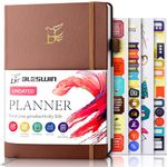 Upgraded Planner 2024-2025 A5, Undated Leather Hardcover Planner with Sticker Tabs, Organizer Notebook, Weekly Goals Planner, Daily Planner, To Do List, Habit Tracker, Aesthetic, School or Office