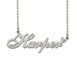 HUAN XUN Customized Custom Made Any Name Necklace for Women in Gold Silver, Metal, No Gemstone