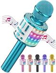 Wireless Microphone with Lights, Karaoke Bluetooth Microphone for Kids Adults, Portable Toy Karaoke Mic Speaker Machine, Home KTV Player Support Phone/Pad/TV for Party Singing, Boys Girls Best Gifts