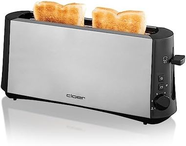 Cloer 3810 Long Slot Toaster, 880 W for 2 Slices of Toast with Grey Bread Function for Toasting Various Breads, Bread Attachment, Stainless Steel Housing