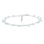 InfinityGemsArt Larimar Gemstone Anklets Ankle Bracelets for Women Natural Birthstone Silver Plated Handmade Jewelry in 8.5”+1.5” inch Chakra Crystals and Gemstones Gifts for Her Girls