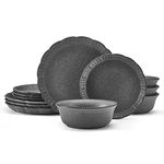 Pfaltzgraff Noah 12 Piece Dinnerware Set, Service for 4, Gray