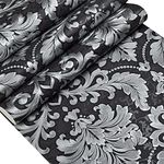 Retro Damask Wallpaper Black Silver High Standard Embossed Vinyl Decorative Wallpaper 0.53m*10m=5.3㎡