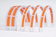 Sensei Mods Sleeved PSU Cable Extension Kit,White,Orange
