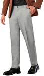 COOFANDY Men Straight Leg Dress Pant Lightweight Elastic Waist Pant with Pockets Light Grey Heather 40W30L