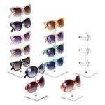 MOOCA 5 Pcs Acrylic Glasses Stand, Eyewear Display, Sunglasses Organizer, Sunglasses Holders, Sunglasses Rack, with 5 Different Heights, Showcasing Up to 15 Pairs