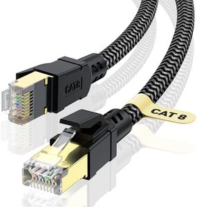 CABNEER Cable Ethernet Cat 8 3 metros, Cable de Red Trenzado Cable LAN Alta Velocidad 40Gbps 2000MHz con Conector RJ45, Compatible con PC, Módem, Cat 7
